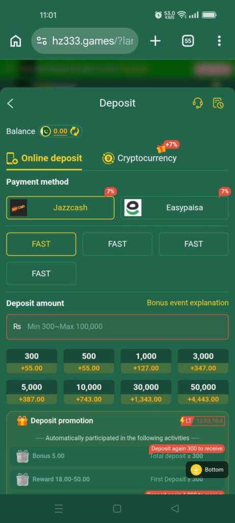 HZ333 Game Deposit