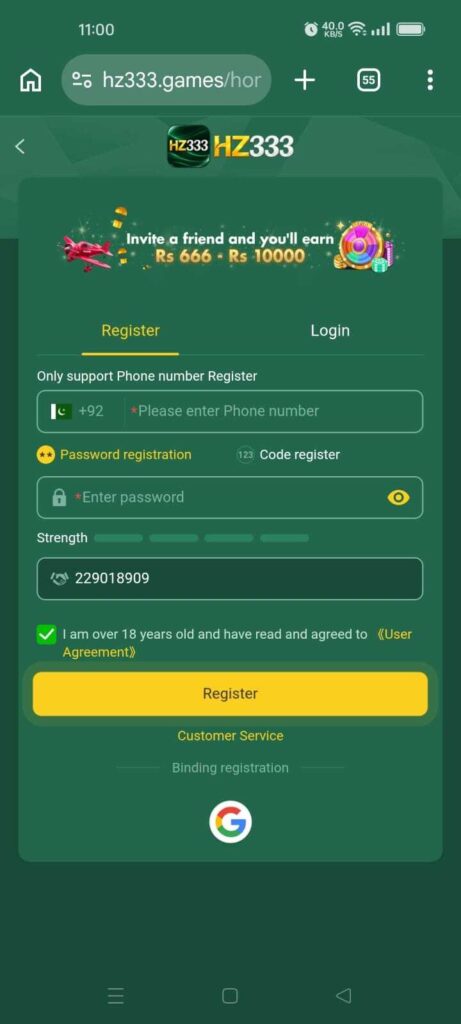 HZ333 Game Registration