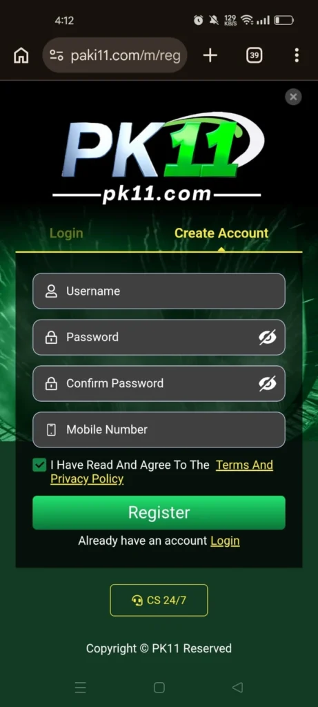 Pk11 game registration
