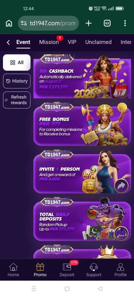 TD1947 Game bonus 