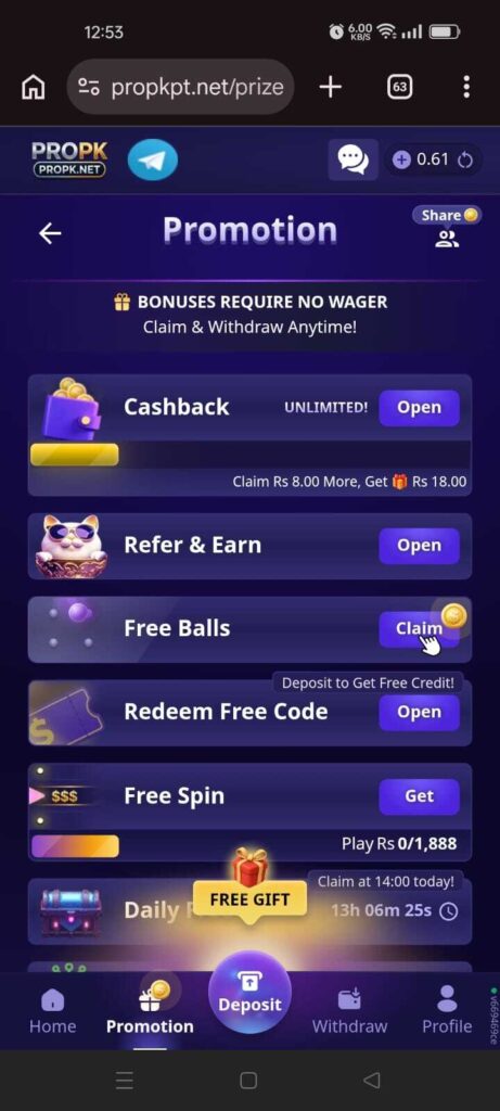 PROPK Game bonus