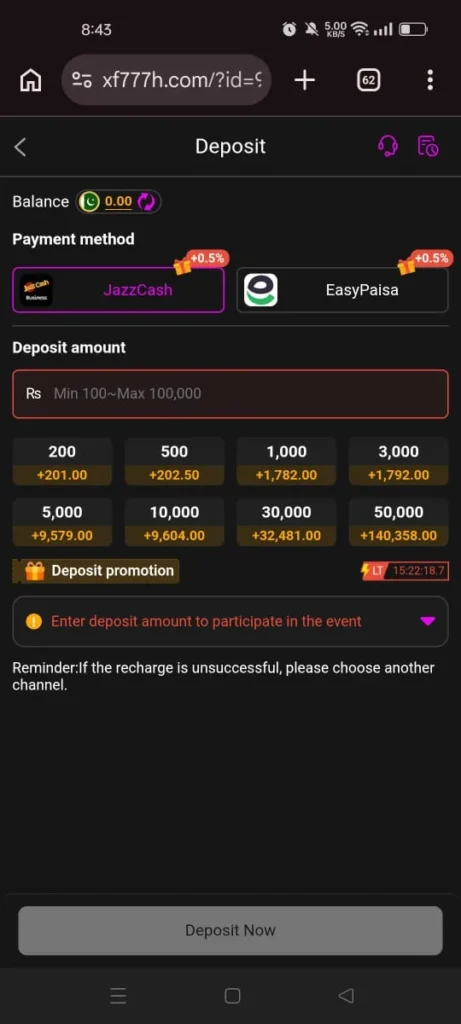 xf777 Game deposit