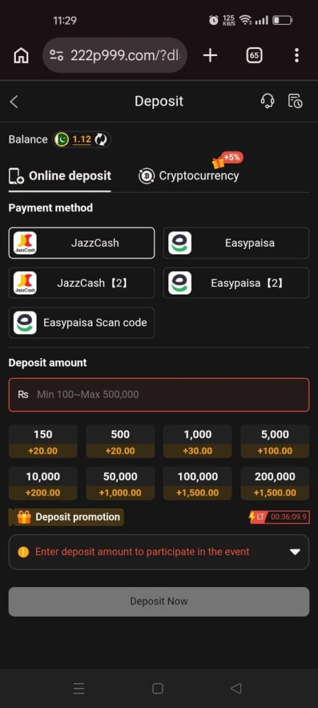 P999 Game deposit 