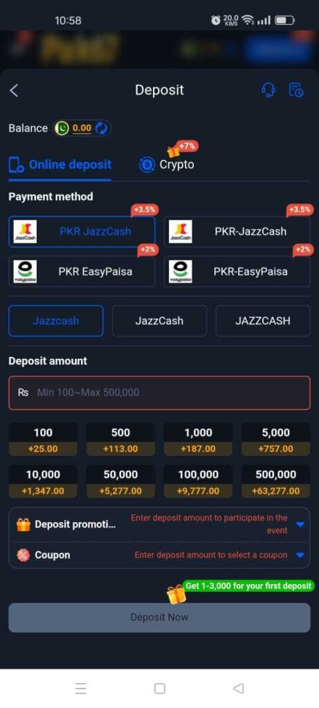 Pak67 Game deposit