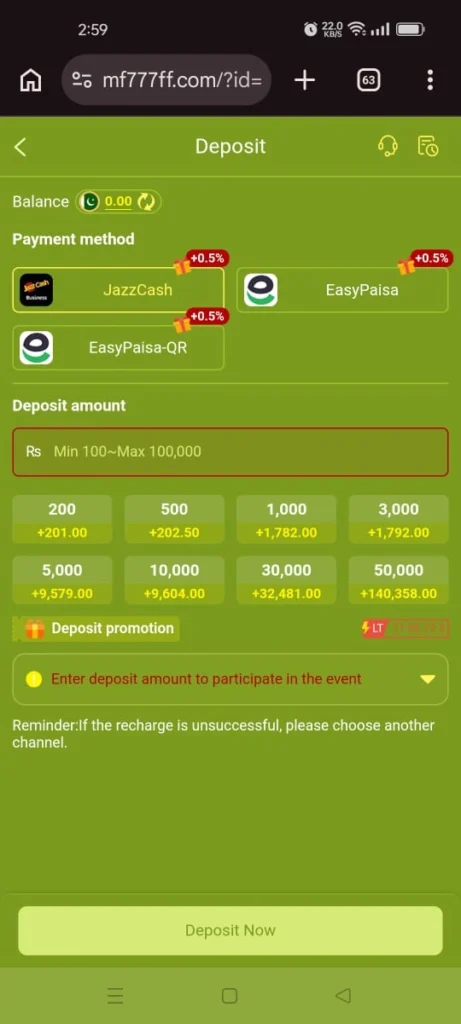 MF777 Game deposit