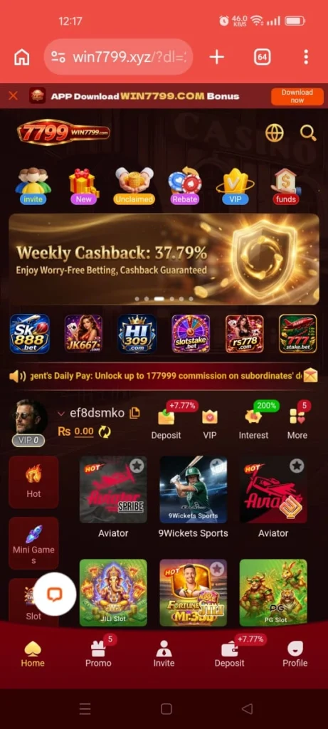 Win7799 Game homepage 