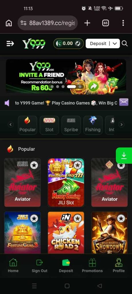 y999 Game homepage