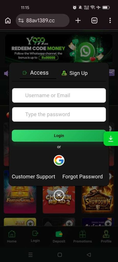 y999 Game registration