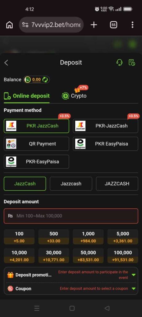 7vv Bet Game deposit 